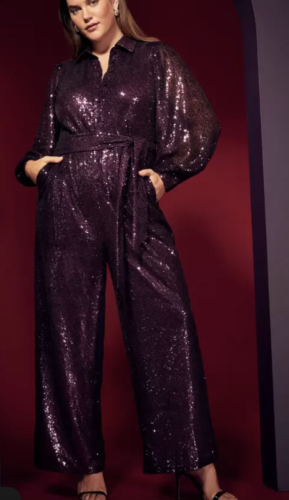 Purple sequin jumpsuit from eloquii